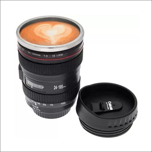 Black Camera Lens Shaped Coffee Mug