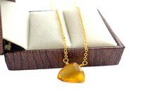 Trillion Shape Necklace - Triangle Quartz Pendant-Faceted Gemstones