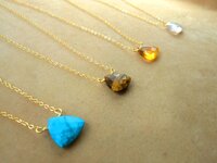Trillion Shape Necklace - Triangle Quartz Pendant-Faceted Gemstones