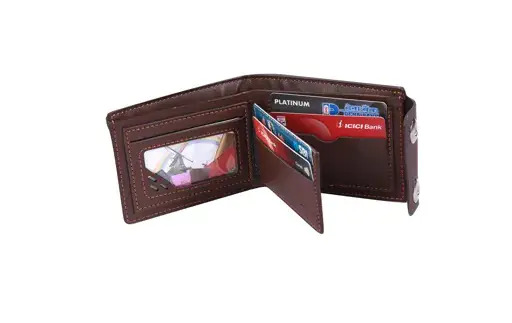 Men Dark Brown Genuine PU Wallet