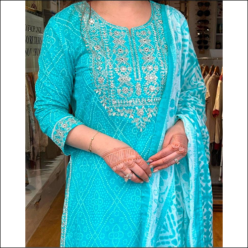 Patiyala Pattern Sky Blue Suit