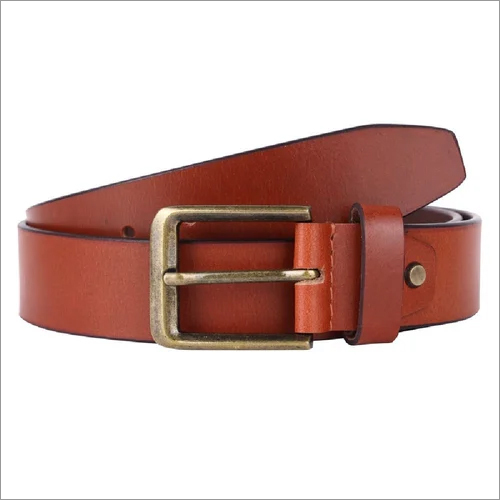 Mens Tan Leather Belt - Leather Material, Steel Buckle, Brown Color | Unique Perforated Strap, Perfect Fit for Casual Attire