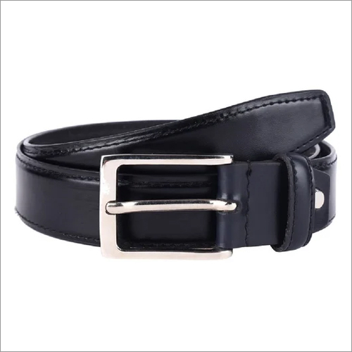 Mens Black Leather Belt - Leather Material, Steel Buckle, Black Color | Designed for Men, Elegant and Durable Accessory