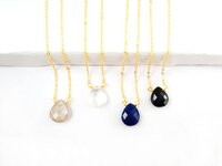Teardrop Shape Necklace - Pear Shape Pendant-Faceted Gemstones