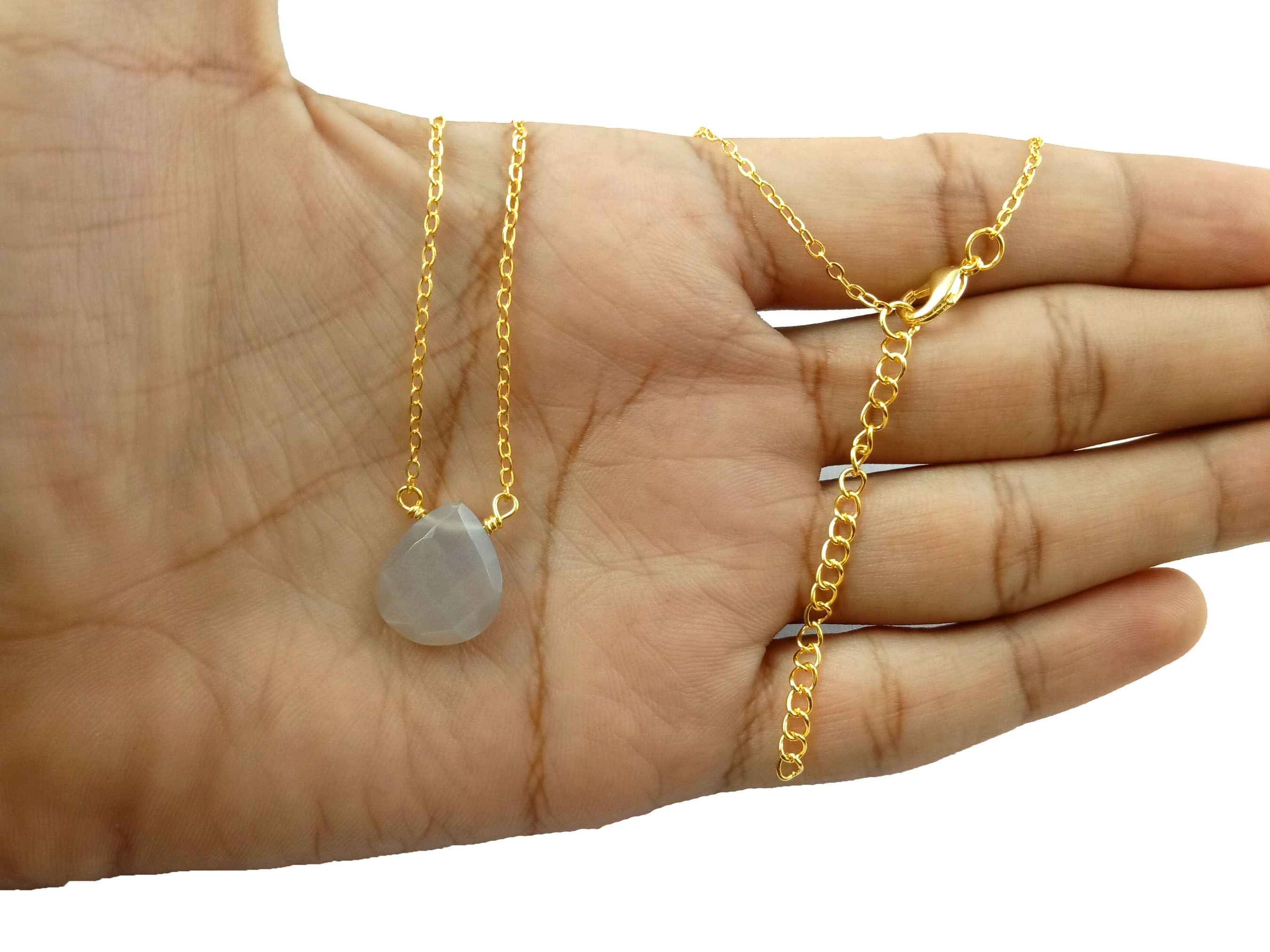 Teardrop Shape Necklace - Pear Shape Pendant-Faceted Gemstones
