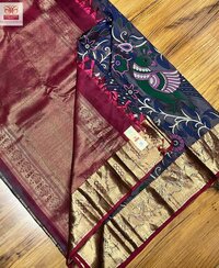 pure kanchipuram silk of kalamakari saree