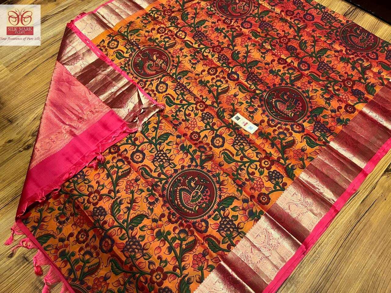 kalamakari kanchipuram silk saree