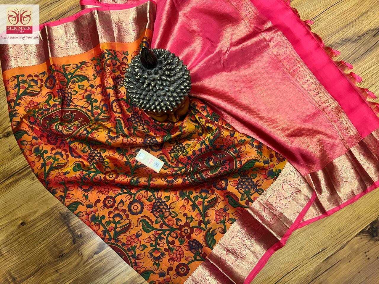 kalamakari kanchipuram silk saree