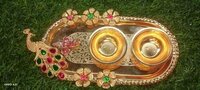 Special  Diwali Tray with 2 Bowls having Peacock design