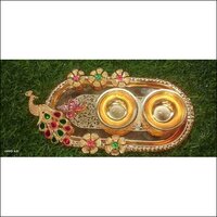 Special  Diwali Tray with 2 Bowls having Peacock design