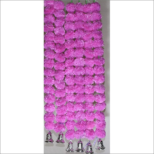 Sphinx Artificial Marigold Fluffy Flowers And Golden Bells Garlands Torans Wall Hangings For Decoration Pack Of 6 Strings Baby Pink