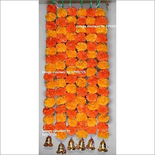 Sphinx Artificial Marigold Fluffy Flowers And Golden Bells Garlands Torans Wall Hangings For Decoration Pack Of 6 Strings Light And Dark Orange