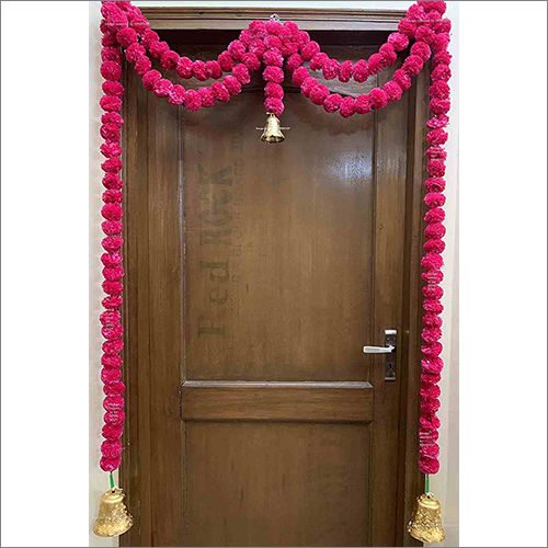 Sphinx Artificial Marigold Fluffy Flower Garlands Door Toran Set Door Hangings -dark Pink