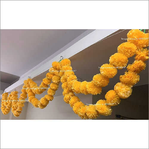 Sphinx Artificial Marigold Fluffy Flowers Double Lines Hanging Loops Strings Garlands For Decoration Pack Of 5 Light Orange