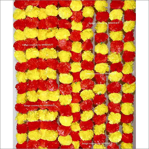 Sphinx Artificial Marigold Fluffy Flowers Garlands For Decoration Pack Of 5 (Yellow And Red)