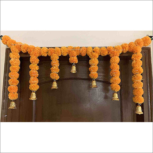 Sphinx Artificial Marigold Fluffy Flower Garlands Door Toran Set Door Hangings For Decoration Light Orange