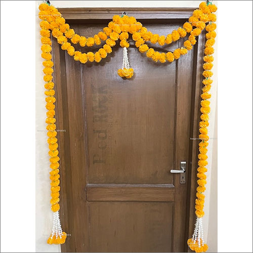 Sphinx Artificial Marigold Fluffy Flowers And Tuberose (Rajnigandha) Door Toran Set Door Hangings Light Orange