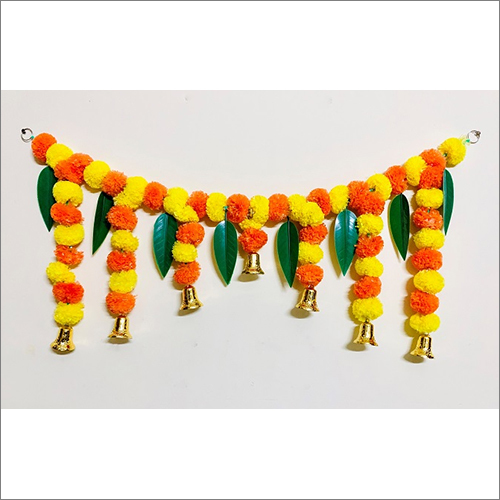 Artificial Fluffy Marigold And Mango Leaves Door Toran