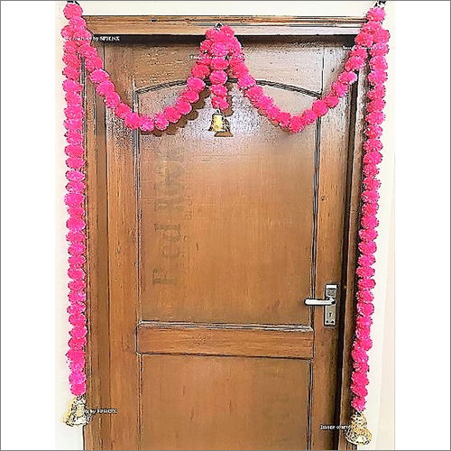 Sphinx Artificial Marigold Fluffy Flowers Single Line Door Toran Set Door Hangings Dark Pink Rani