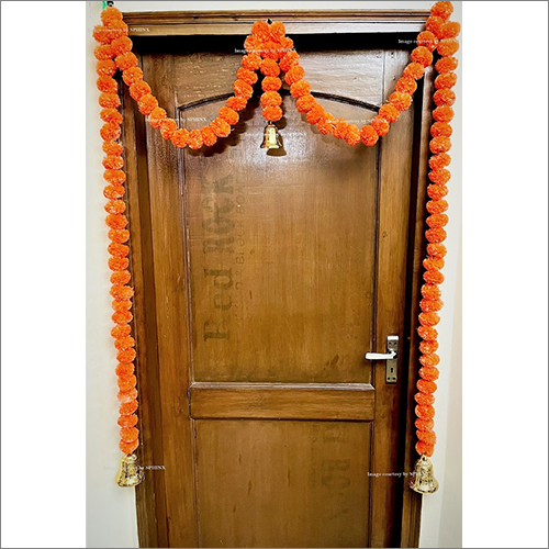 Artificial Dark Orange Marigold Fluffy Flowers Single Line Door Toran Door Hangings