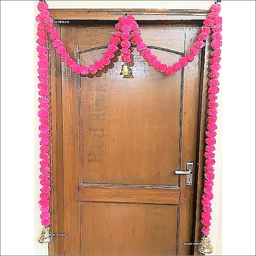 Sphinx Artificial Marigold Fluffy Flowers Single Line Door Toran Set Dark Pink Rani Door Hangings