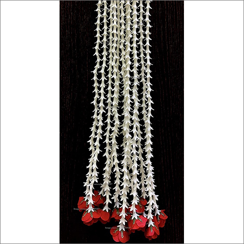 Sphinx Artificial Rajnigandha Buds And Rose Strings Approx. 2.5Ft Pack Of 12 Strings Off White And Red