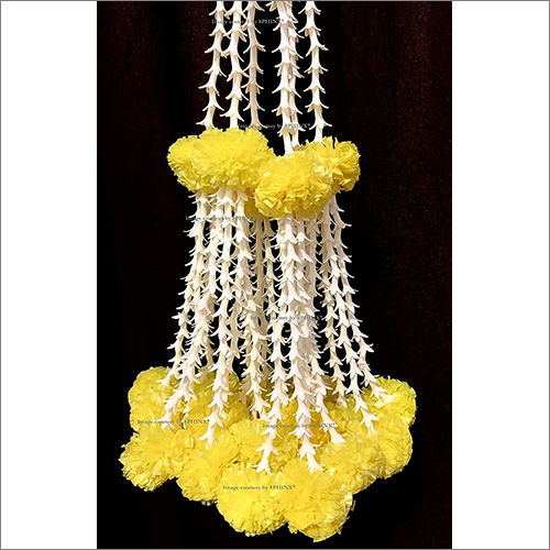 Sphinx Artificial Tuberose (Rajnigandha) And Clustered Marigold Strings (Off White Cream And Yellow) Approx. 2.33 Ft.