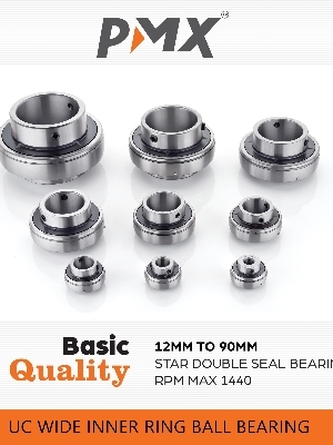 Chrome Steel UC Ball Bearing - Bore Size: 12-90 mm, Color: Silver, Weight: 0.195-4.450 kg | Limiting Speed: 1440 RPM, Seals Type: Star Seal