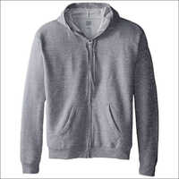 Winter Zipper Hoodies - Woolen Material, Full Sleeve, Grey Color | Features: Breathable, Quick Dry, Double Pockets, Normal Warm Degree, Elastic Bottom Adjustments