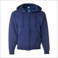 Winter Plain Hoodies - Cotton Wool, Blue | Breathable, Quick Dry, Washable, Double Pockets, Regular Warmth For Men