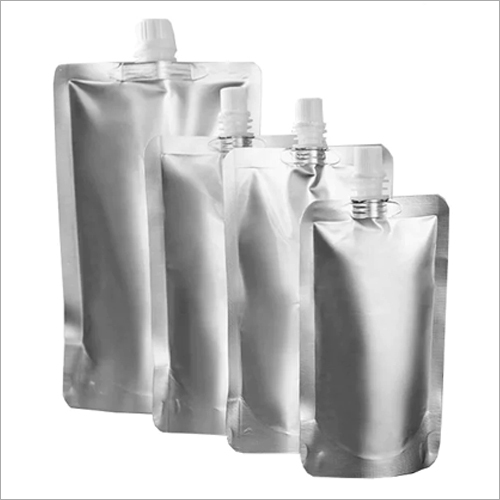 TOP SPOUT SHINY Silver - Plastic Material, Transparent Color, Stand Up Pouch Design | Heat Seal Closure, Varnished Finish, Versatile Use