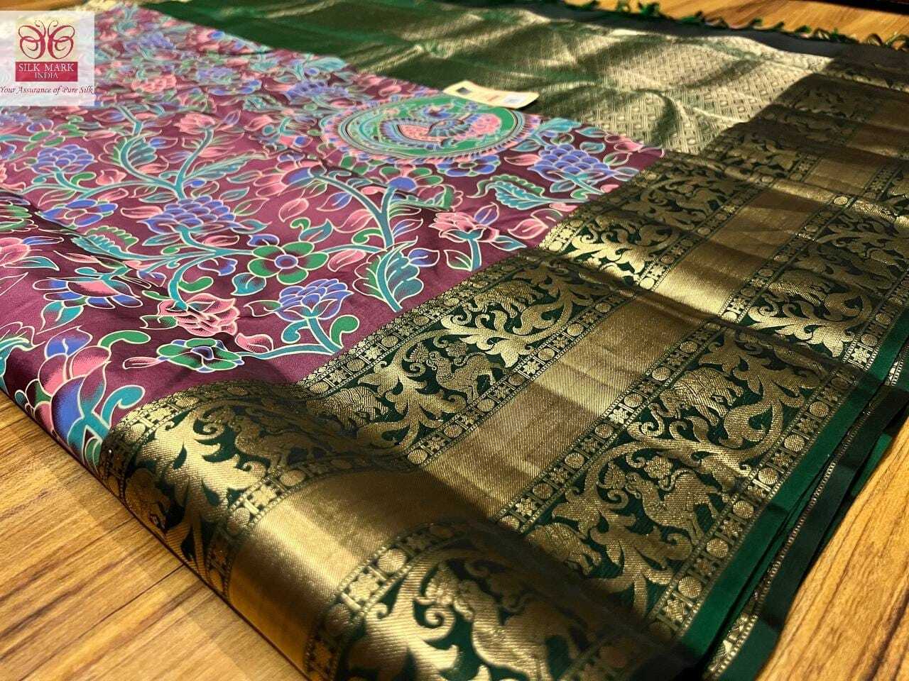 pure kalamakari silk saree kanchipuram