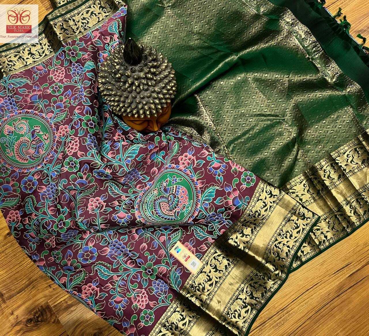 pure kalamakari silk saree kanchipuram