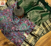 pure kalamakari silk saree kanchipuram