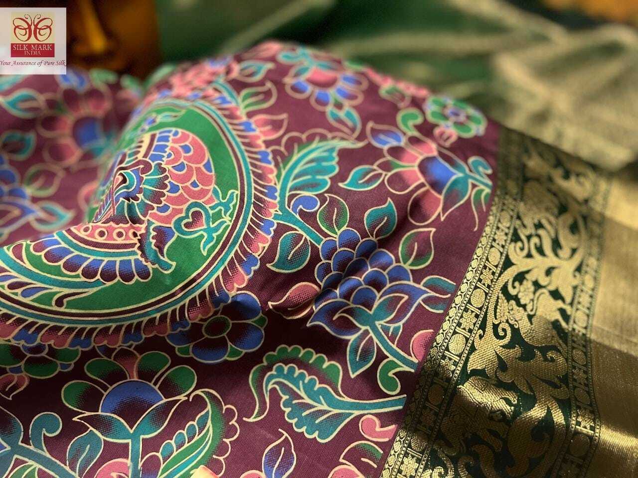 pure kalamakari silk saree kanchipuram