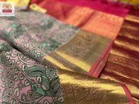 pure kanchipuram soft kalamakari silk saree