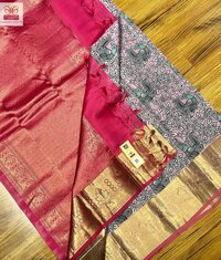 pure kanchipuram soft kalamakari silk saree