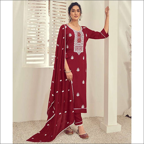 Noor Viscose Embroidery Work Suit With Bottom And Dupatta