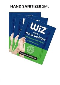 Wiz Alcohol Based Hand Sanitizer Gel Sachet - 2ml | Gel Based, Easy To Carry, Kills Germs Instantly, Transparent, Aloe Vera Scent