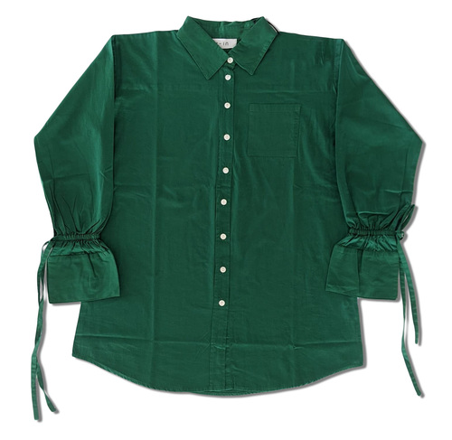 Tie Cuff Oversized Poplin Shirt