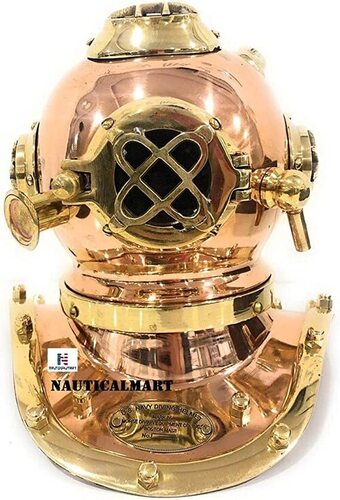 Copper Brass Divers Diving Helmet Miniature US Navy Helmet - Office Desk Decor/Shelf Decor