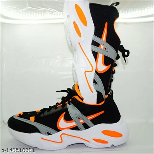 Men Stylish And Trendy Shoes Of Orange And White Strap Used For Running Gym And Sports