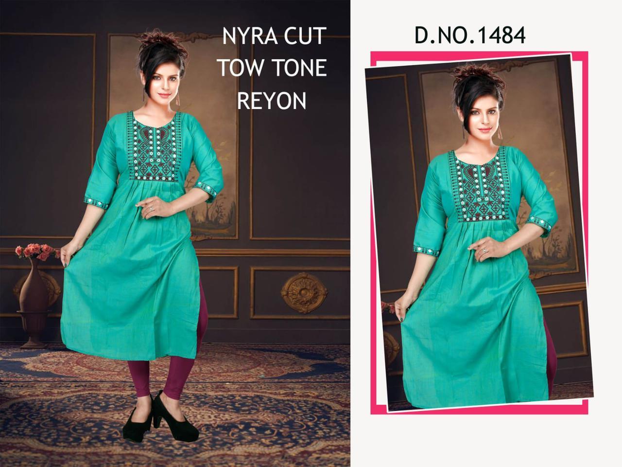 NYRA CUT KURTIS WITH EMBROIDERY