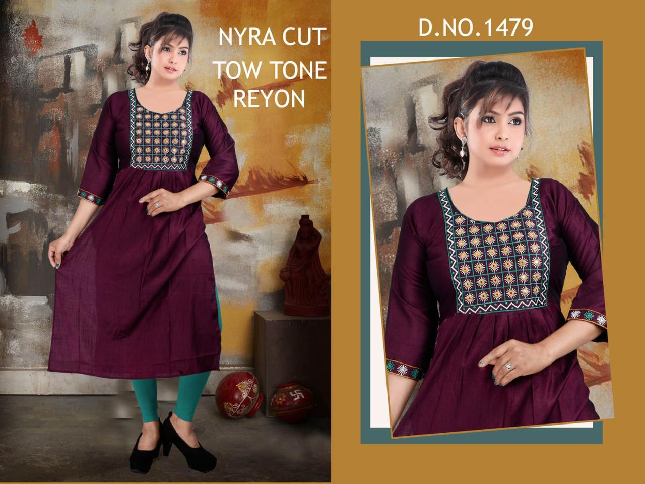 NYRA CUT KURTIS WITH EMBROIDERY