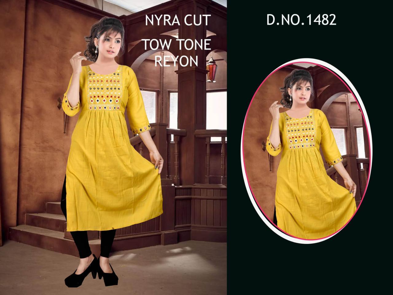 NYRA CUT KURTIS WITH EMBROIDERY