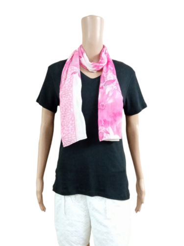 Pink And White Assorted Printed Design Scarves