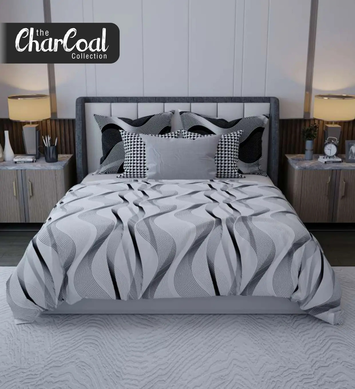 The Charcoal Collection pure cotton bed sheet