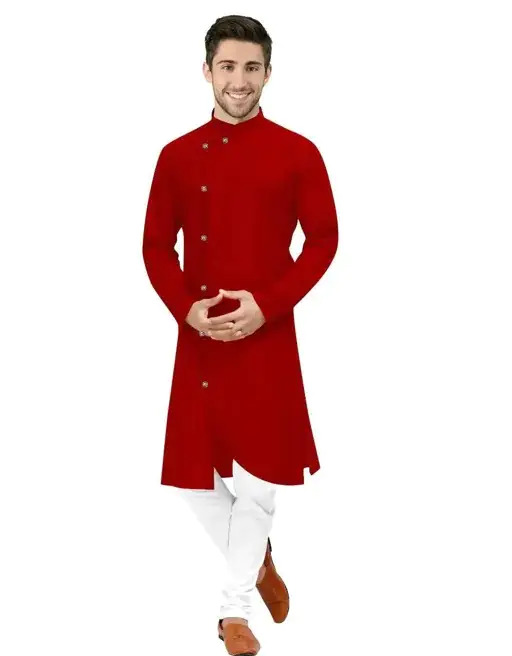 Collar Neck Cotton Straight Kurta and Pyjama Set