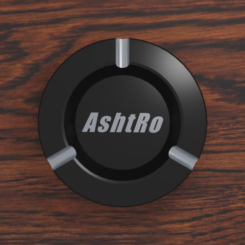 Round Ash Tray with Logo Deboss Black