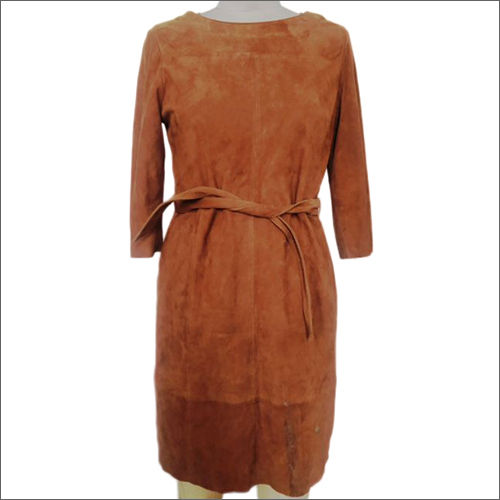 Indian Suede Leather Full Sleeve Long Dress